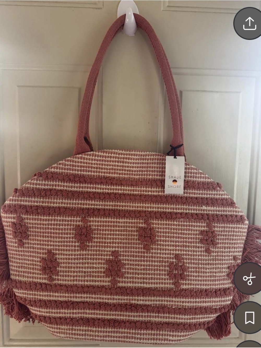 Shade & Shore large Pink Woven Tote Bag